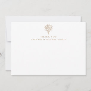 Cartão De Agradecimento Arte Linear Floral Chuveiro de Noiva Plano Futuro 