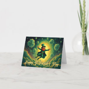 Cartão De Agradecimento Arte Mágico do Dia de São Patrício com Leprechaun