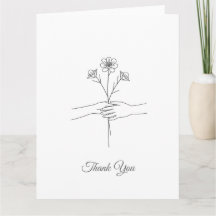 Arte Minimalista de Linha Mãos & Flores Agradecime