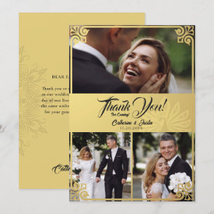 Cartão De Agradecimento Arte Moderna Deco Peacock Casamento Fotográfico Do