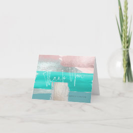 Cartão De Agradecimento Arte Moderna, Obrigado Aqua+Blush