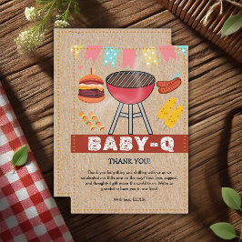 Cartão De Agradecimento Artesanato Baby Q Grill Chá de fraldas