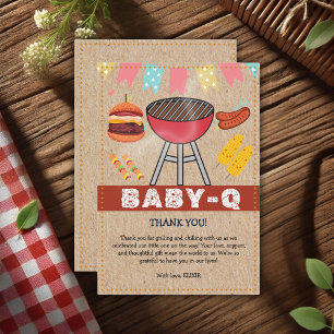 Cartão De Agradecimento Artesanato Baby Q Grill Chá de fraldas