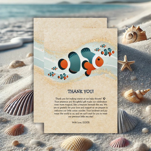 Cartão De Agradecimento Artesanato De  De Flor De Peixe Nemo Chá de fralda (Criador carregado)