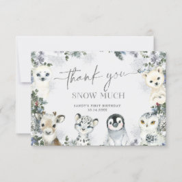 Cartão De Agradecimento Ártico Animal Winter Onederland Primeiro Aniversár