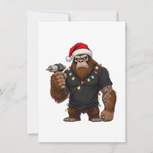 Cartão De Agradecimento Artista de Tatuagem de Pé Grande Sasquatch Natal
