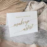 Cartão De Agradecimento Artista Elegante de Casamento de Caligrafia Dourad<br><div class="desc">Este elegante cartões de agradecimentos de maquiagem de caligrafia em ouro é perfeito para um casamento simples. A design neutra apresenta uma carta minimalista decorada com a tipografia falsa de ouro romântica e caprichosa. Nota: Este design não apresenta folha de ouro real. É um gráfico de alta qualidade feito para...</div>