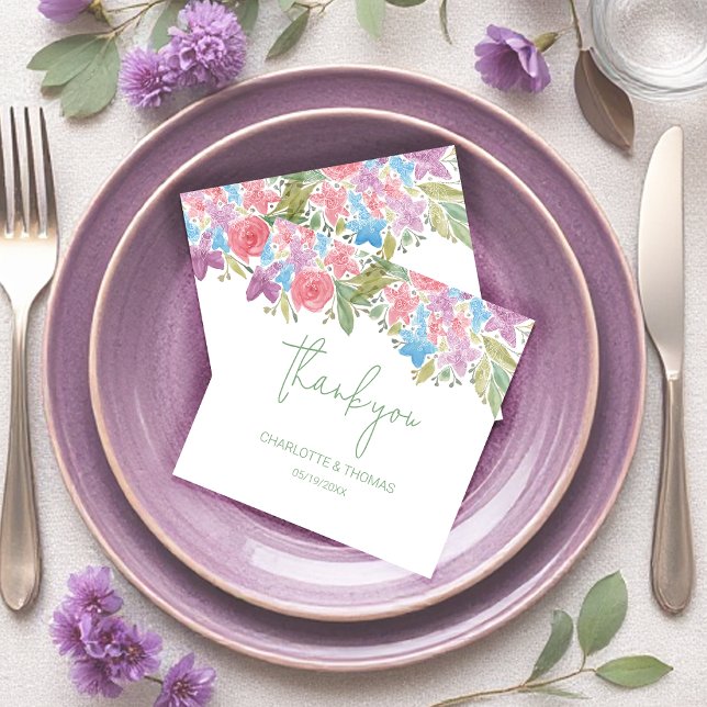 Cartão De Agradecimento Artístico Flores Selvagens Cintas Aquáticas (Criador carregado)