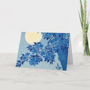 Cartão De Agradecimento Árvore Azul ao Luar: Noite de Flor de Cerejeira Ja