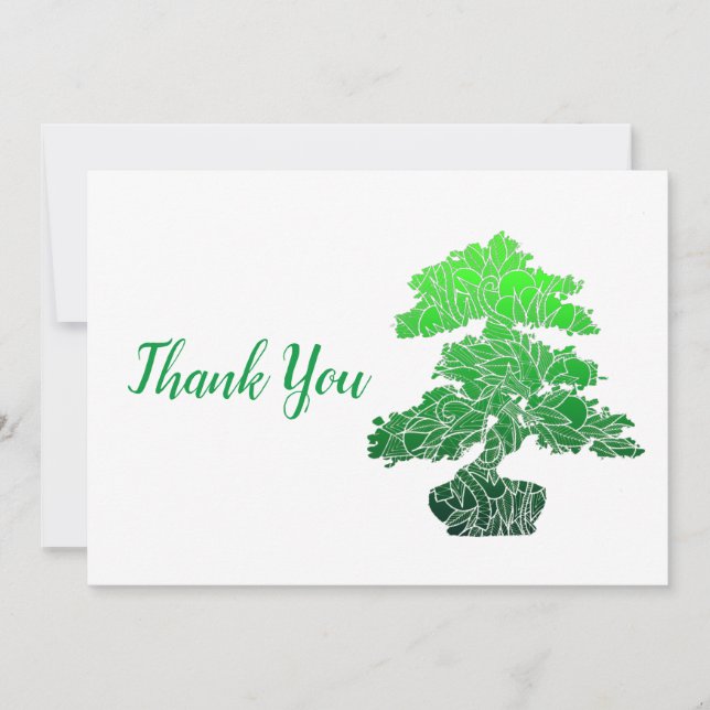 Cartão De Agradecimento Árvore Bonsai abstrato Verde (Frente)
