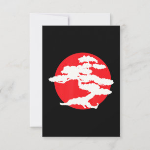 Cartão De Agradecimento Árvore Bonsai com sol vermelho japonês Karate Ze