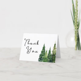 Cartão De Agradecimento Árvore de Natal Aquarela Casamento Festivo