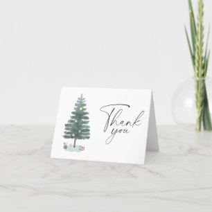 Cartão De Agradecimento Árvore de Natal aquarela Obrigada