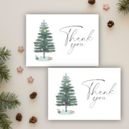 Cartão De Agradecimento Árvore de Natal de Aquarela Obrigado