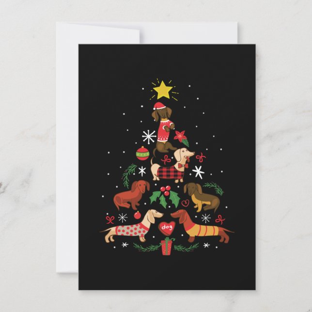 Cartão De Agradecimento Árvore de Natal Engraçado Dachshund (Frente)