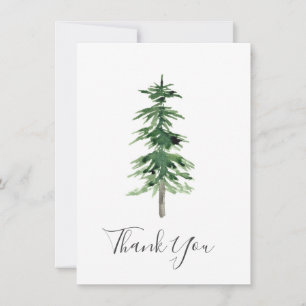 Cartão De Agradecimento Árvore do pinheiro de aquarela
