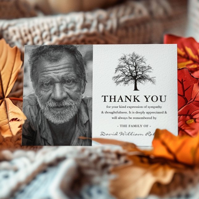 Cartão De Agradecimento Árvore Elegante | Foto Funeral Obrigado (Criador carregado)
