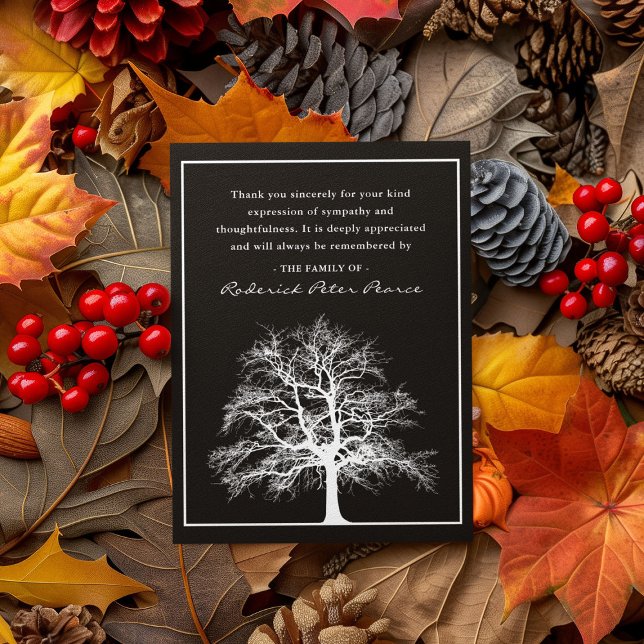 Cartão De Agradecimento Árvore Memorial Elegante | Funeral Obrigado (Criador carregado)