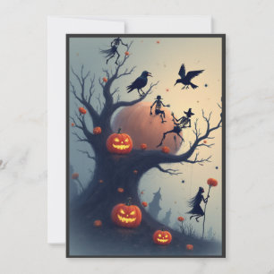 Cartão De Agradecimento Árvore Sinistra de Halloween