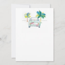 Cartão De Agradecimento Árvore Tropical de Palma e Aquarela de Carro Muito