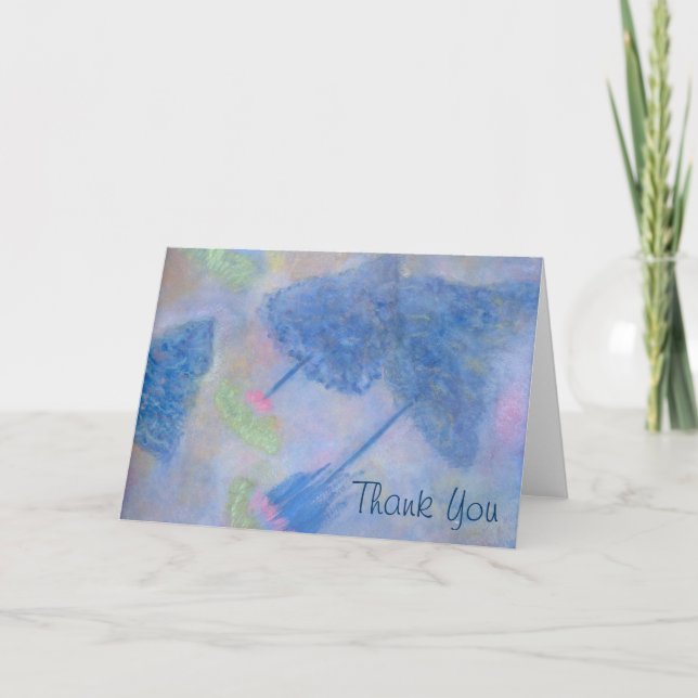 Cartão de Agradecimento Árvores Azul Médio (Frente)