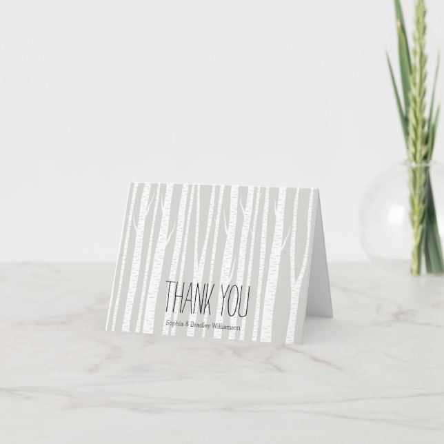 Cartão De Agradecimento Árvores Brancas Obrigado (Frente)