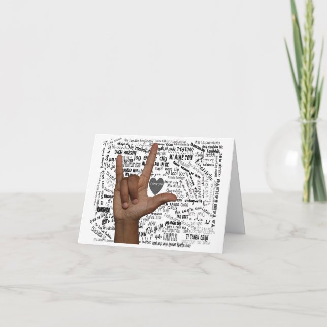 Cartão De Agradecimento ASL e várias línguas dizendo que te amo (Frente)