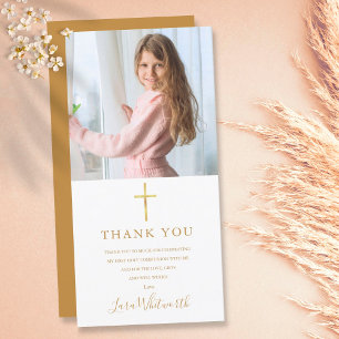 Cartão De Agradecimento Assinatura Dourada Foto Primeiro Comunhão