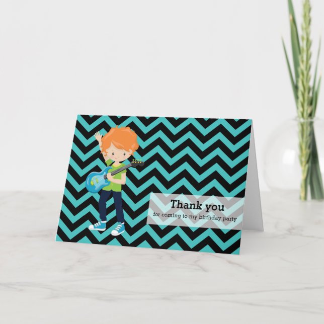 Cartão De Agradecimento Astro de Rock Obrigado (Frente)