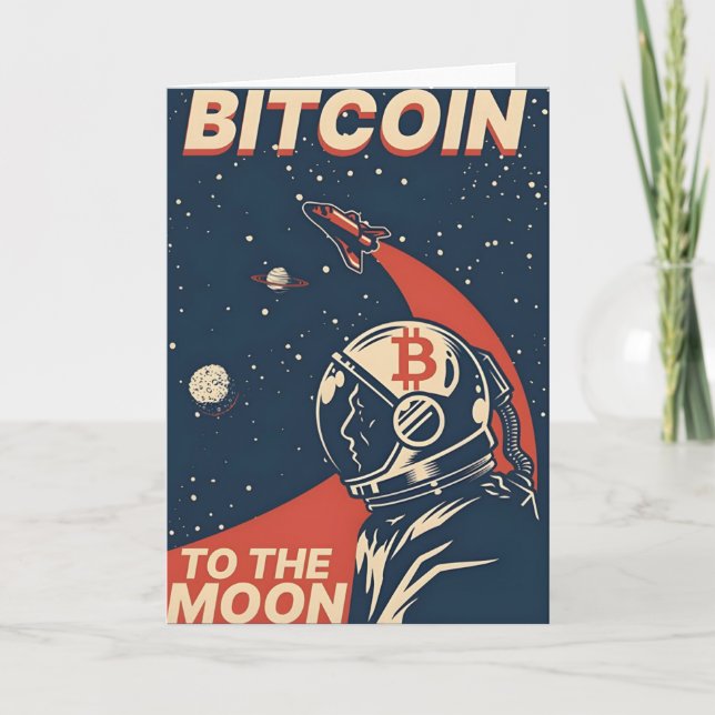 Cartão De Agradecimento Astronauta Criptografia BITCOIN para a Lua - Códig (Frente)