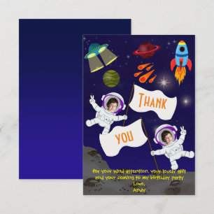 Cartão De Agradecimento Astronauta Espacial Bonita de Aniversário