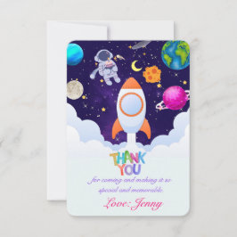 Cartão De Agradecimento Astronauta,Espaço Exterior,Planetas Obrigado Marca