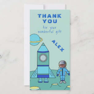 Cartão De Agradecimento Astronauta na Lua Obrigado Insira seu Rosto