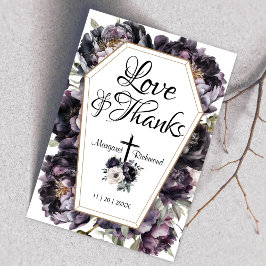 Cartão De Agradecimento Até a morte | Pêonias Negras Góticas Coffin Obriga