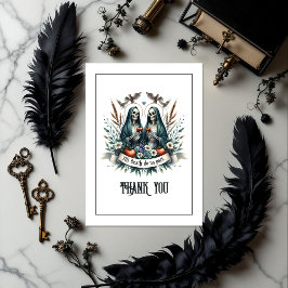 Cartão De Agradecimento "Até que a morte nos separe" Foto de casamento gót