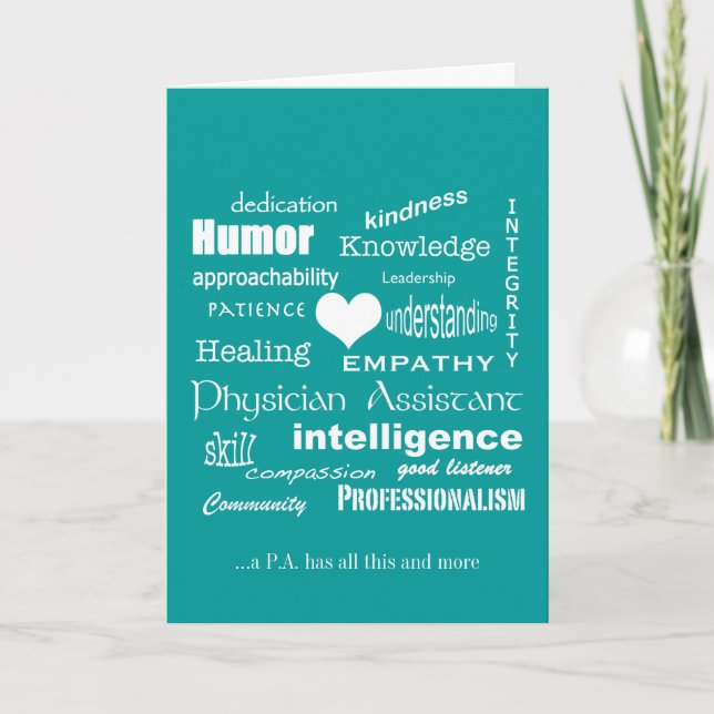 Cartão De Agradecimento Atributos do Assistente Médico/Texto Branco (Frente)