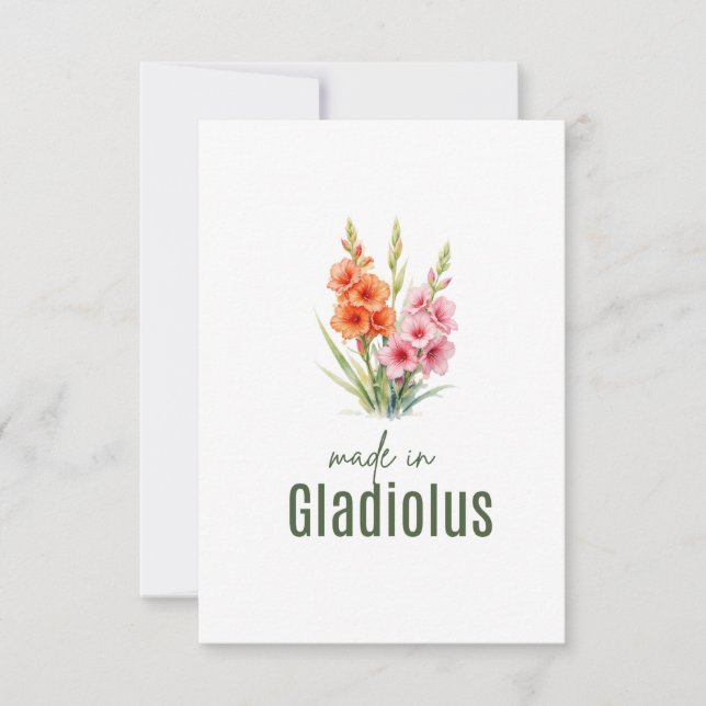 Cartão De Agradecimento August Gladiolus  Birth Flower Flat Thank You Card (Frente)