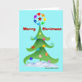 Cartão De Agradecimento Autismo árvore de natal quebra-cabeça consciência