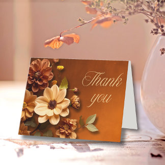 Cartão De Agradecimento Autumn Dahlia Floral Copper Thank You Card