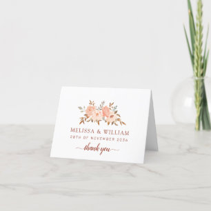Cartão De Agradecimento Autumn Fall Floral Watercolor Foto de Casamento