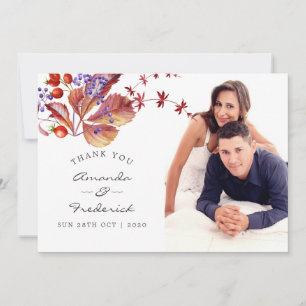 Cartão De Agradecimento Autumn - Fall Watercolor Wedding - Foto de agradec