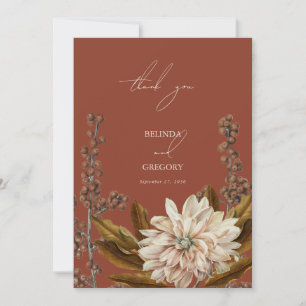 Cartão De Agradecimento Autumn Floral Terracotta Watercolor Casamento outo
