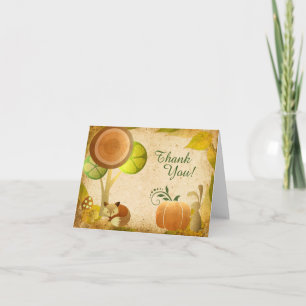 Cartão De Agradecimento Autumn Golden Woodland Fox n Bunny Fall Thank You