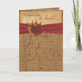 Cartão De Agradecimento Autumn Leaves, FAUX Burlap Foled Wedding Card