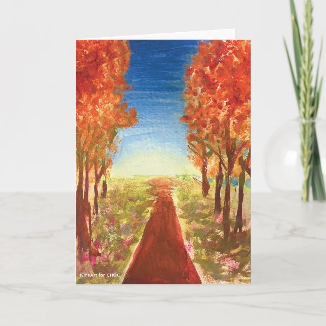 Cartão De Agradecimento Autumn Road - KidsArt para CHOC (Frente)