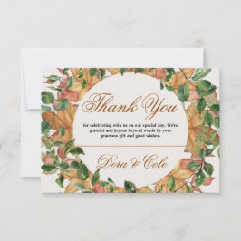 Cartão De Agradecimento Autumn Rustic Orange Greenery Watercolor Casamento