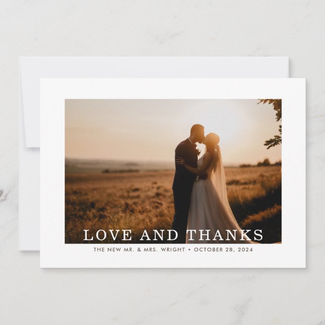 Cartão De Agradecimento Autumn Sprig Love and Obrigado Wedding (Frente)