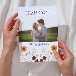 Cartão De Agradecimento Autumn Wildflower Boho Wedding Photo's