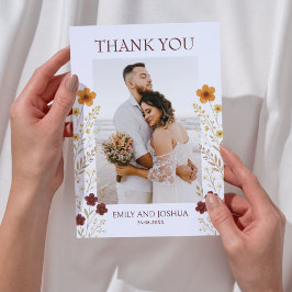Cartão De Agradecimento Autumn Wildflower Boho Wedding Photo's