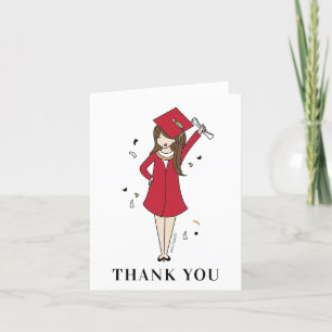 Cartão De Agradecimento Avatar de Rapariga Personalizável   Graduação do S